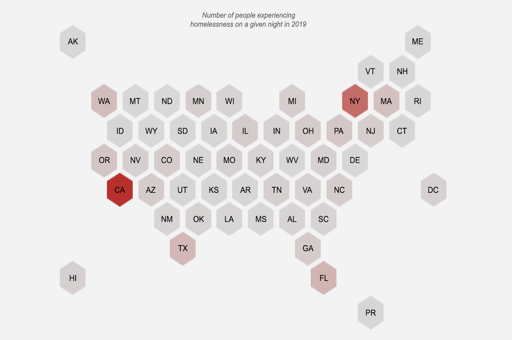 State-level map of homelessness rate in the U.S. from NAEH.