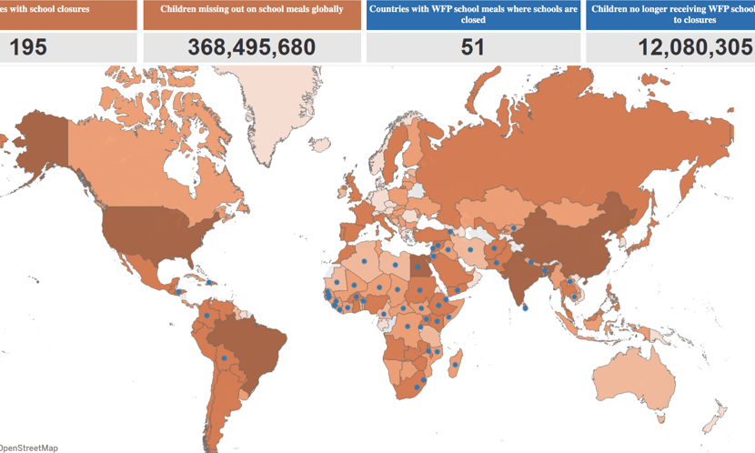 Map of school closures from WFP