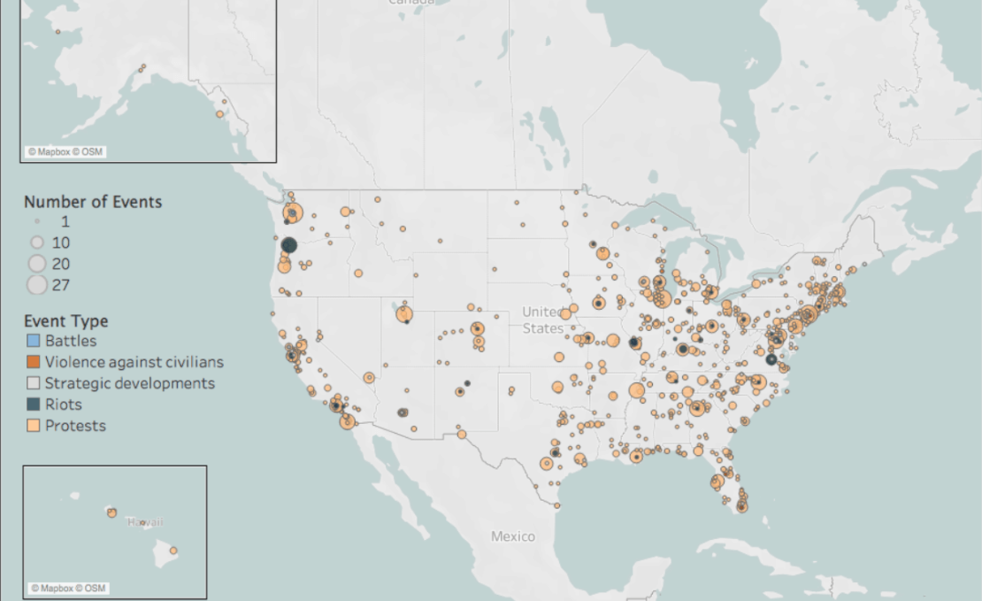 Navegue para Visualizing all protests and political unrest in the U.S.