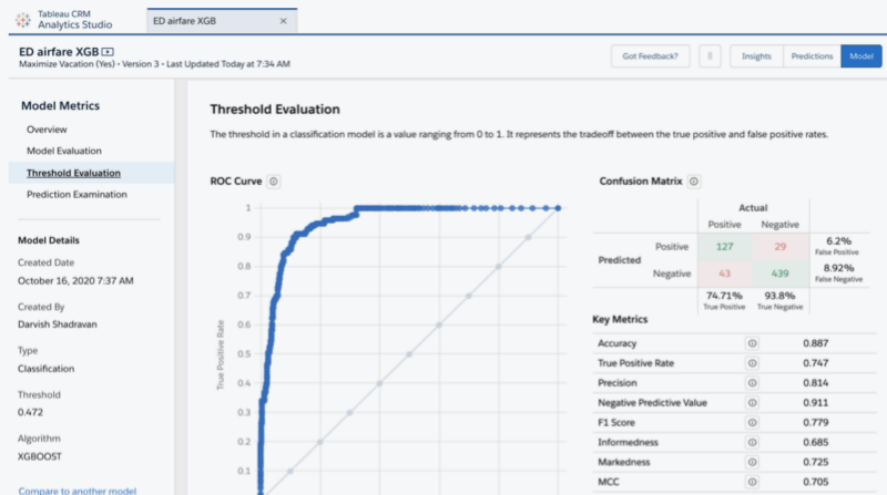 Einstein Discovery product screenshot