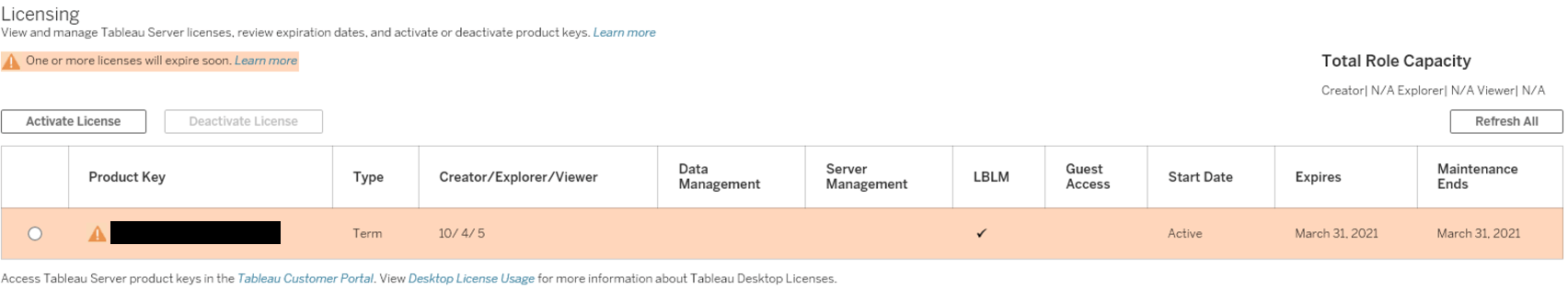 Licensing TOL Server