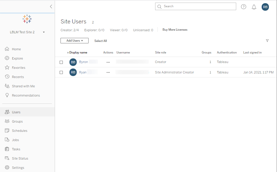 Tableau Online でのログインベースのライセンス管理