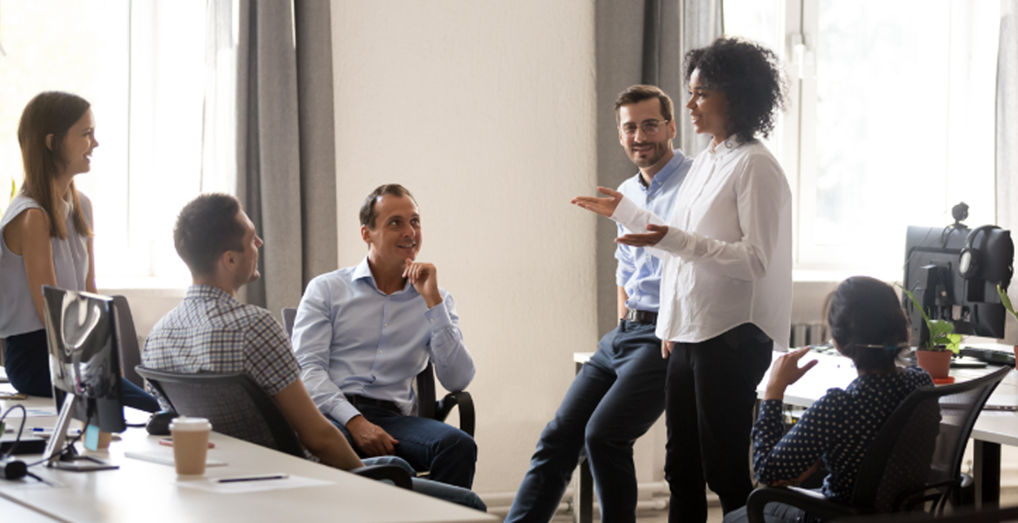 People talking in an office