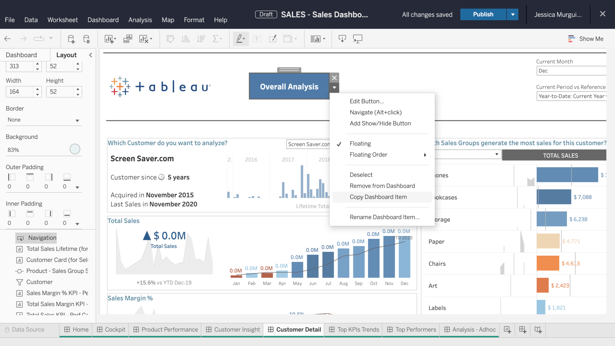 Copy and paste in dashboards