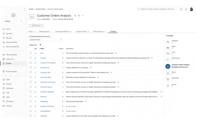 Inherited Lineage Description being highlighted