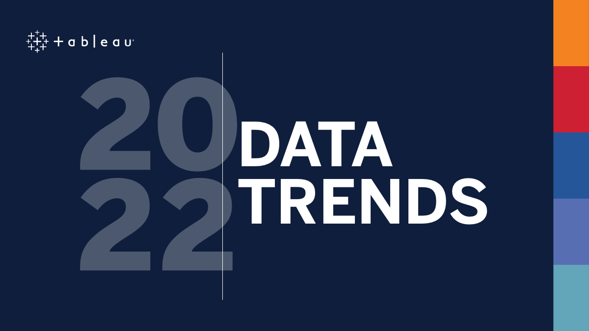 Afbeelding met donkerblauwe achtergrond, het logo van Tableau en de tekst "Datatrends 2022"