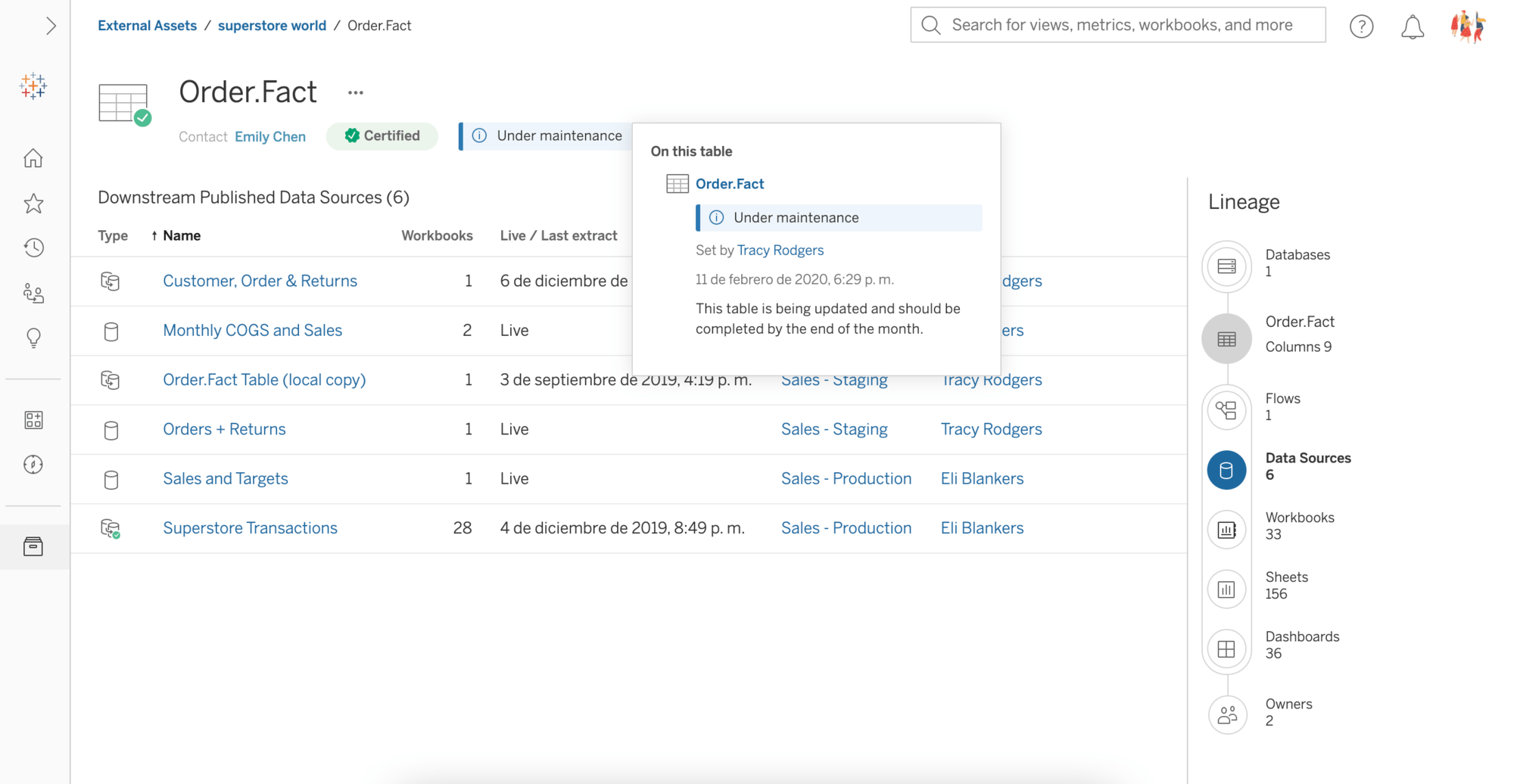 Tableau Catalog