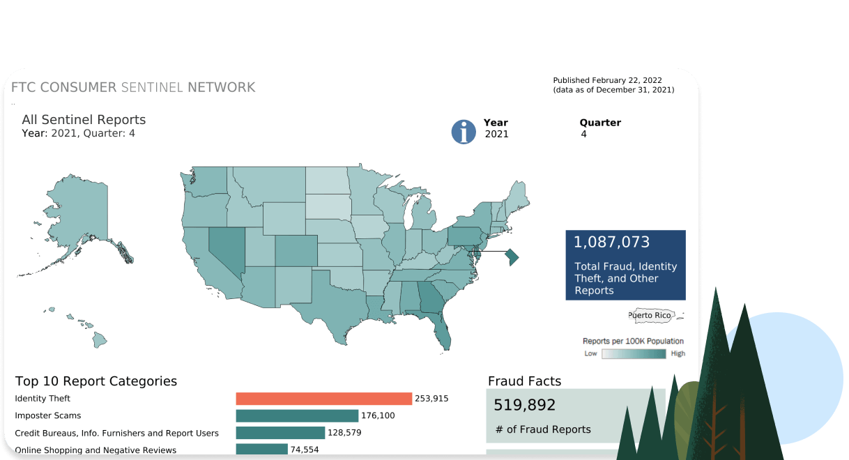 Visualización de fraudes y robos de identidad