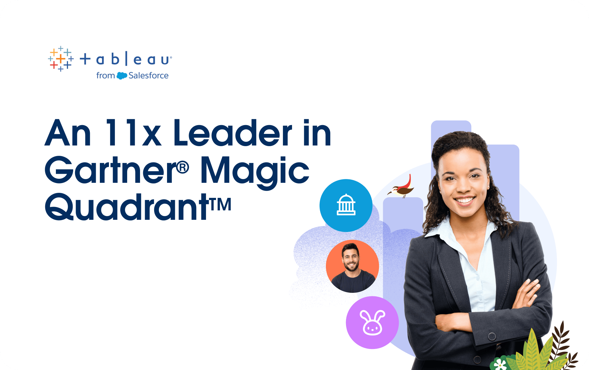 ภาพของ 2022 Gartner Magic Quadrant สำหรับแพลตฟอร์มการวิเคราะห์และการวิเคราะห์ข้อมูลทางธุรกิจ ซึ่งแสดงให้เห็น Salesforce (Tableau) ใน Leader Quadrant