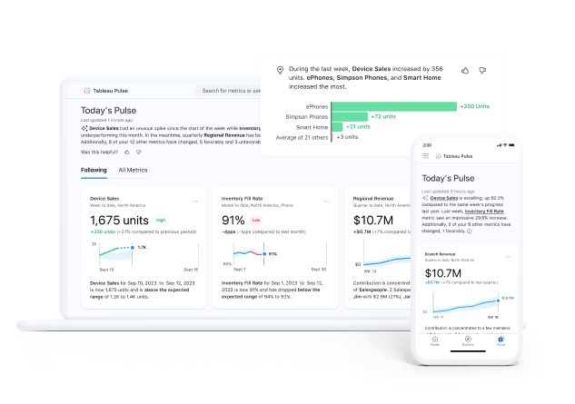 Tableau Pulse product screenshots