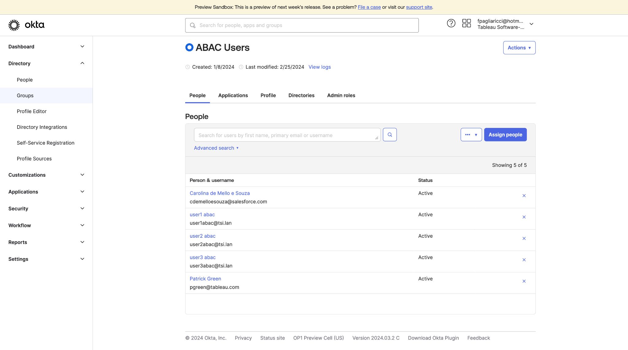 White screen with list of usernames showing attribute-based membership which uses metadata from your identity provider, dynamically managing authorization using groups