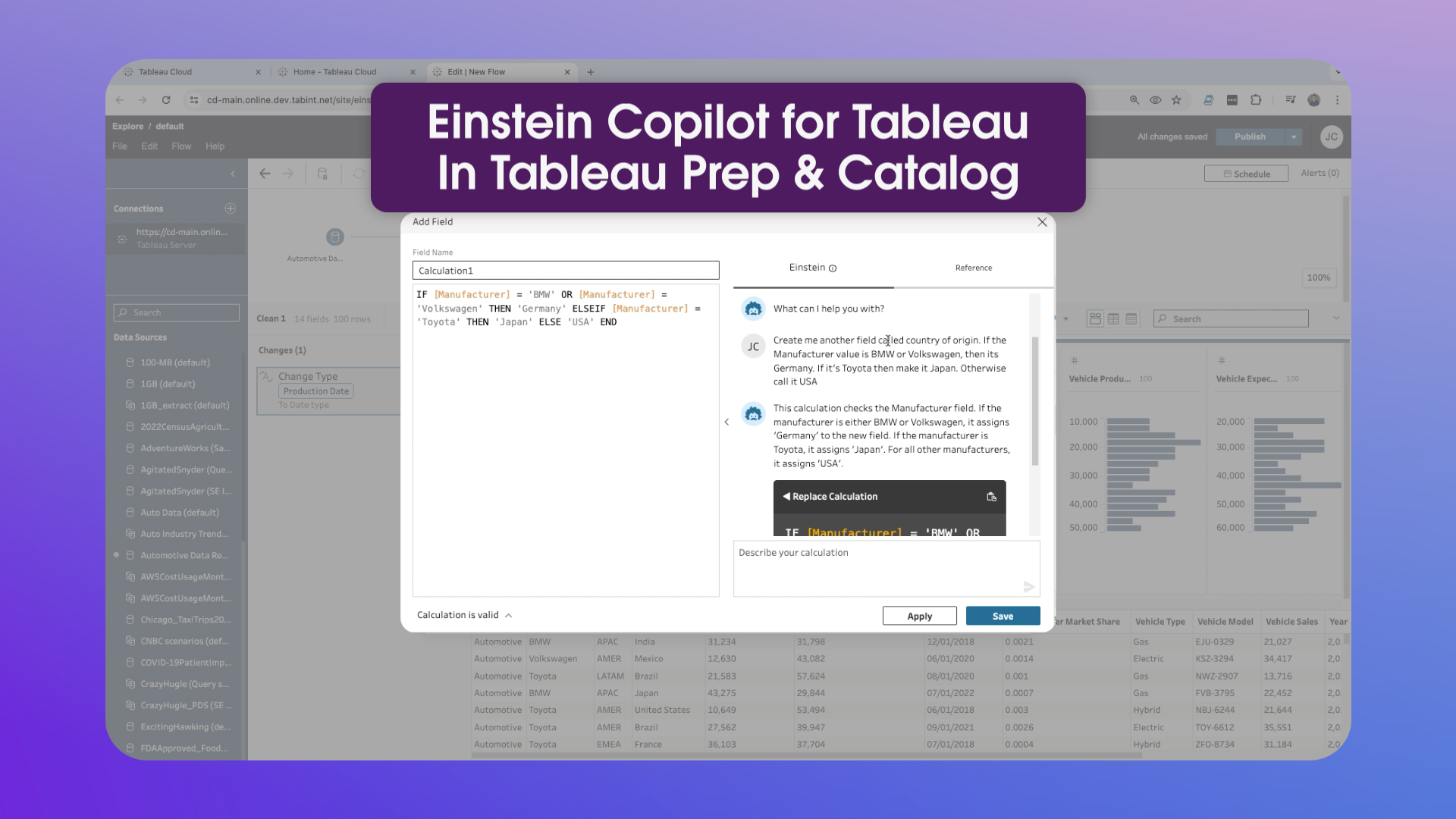 Einstein Copilot for Tableau in Tableau Prep & Catalog