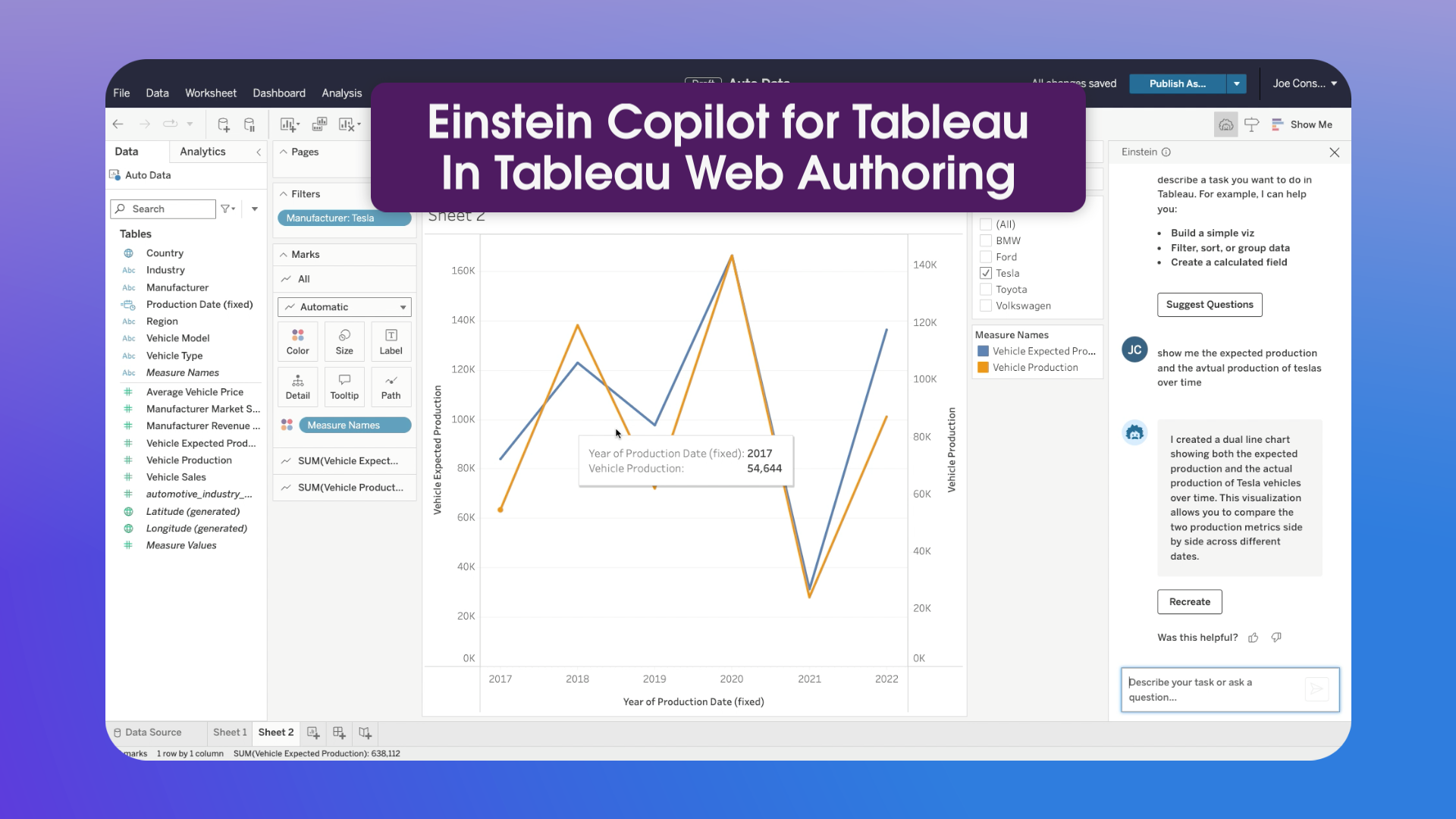 Einstein Copilot for Tableau In Tableau Web Authoring