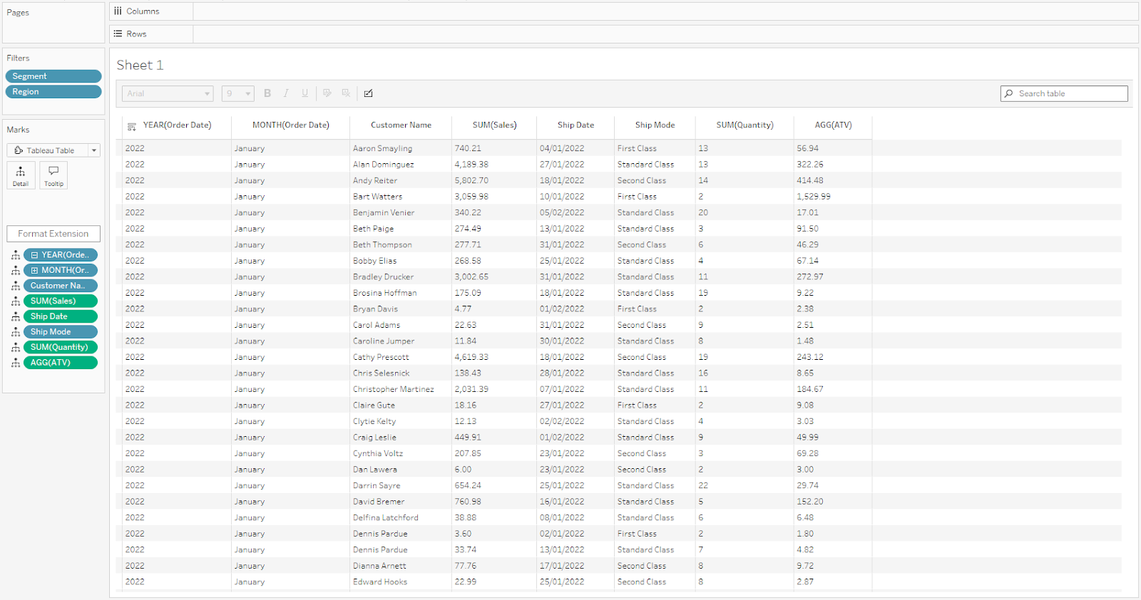 tableau table viz extension