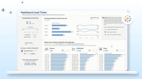 Laptop displaying the Tableau Accelerator for Dashboard Load Times that helps identify slow content for optimization