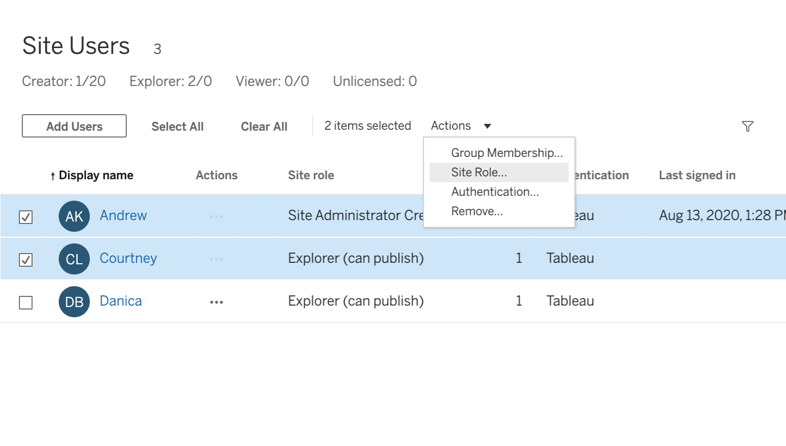 Tableau Online 管理者